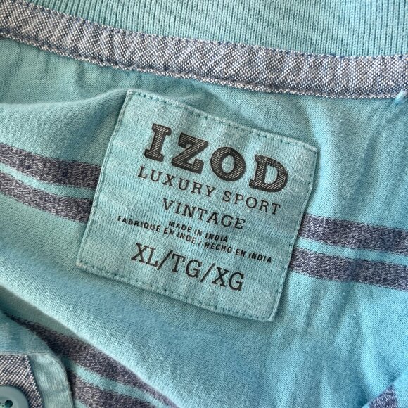 Mens Izod Blue Stripe Short Sleeve Polo - XL - Picture 5 of 5
